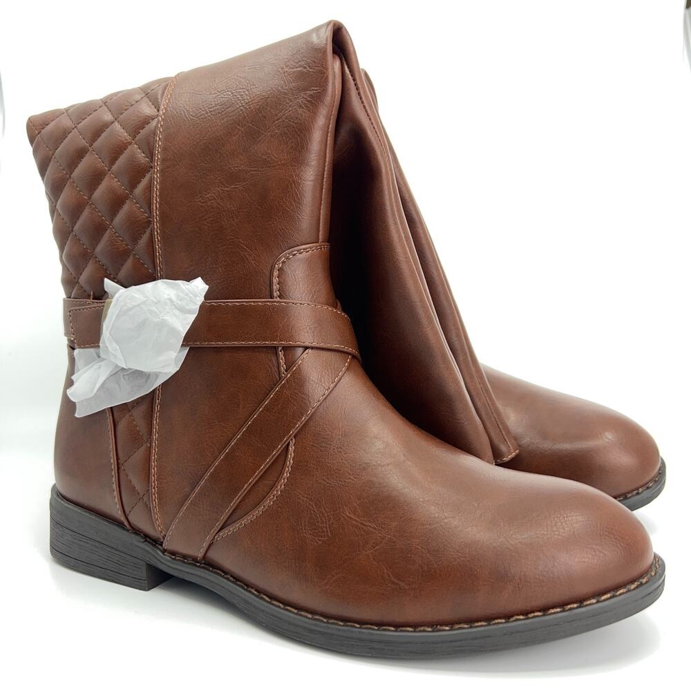 DREAM PAIRS Women 11 Brown PU Thigh High Over Knee Boots Block Heel